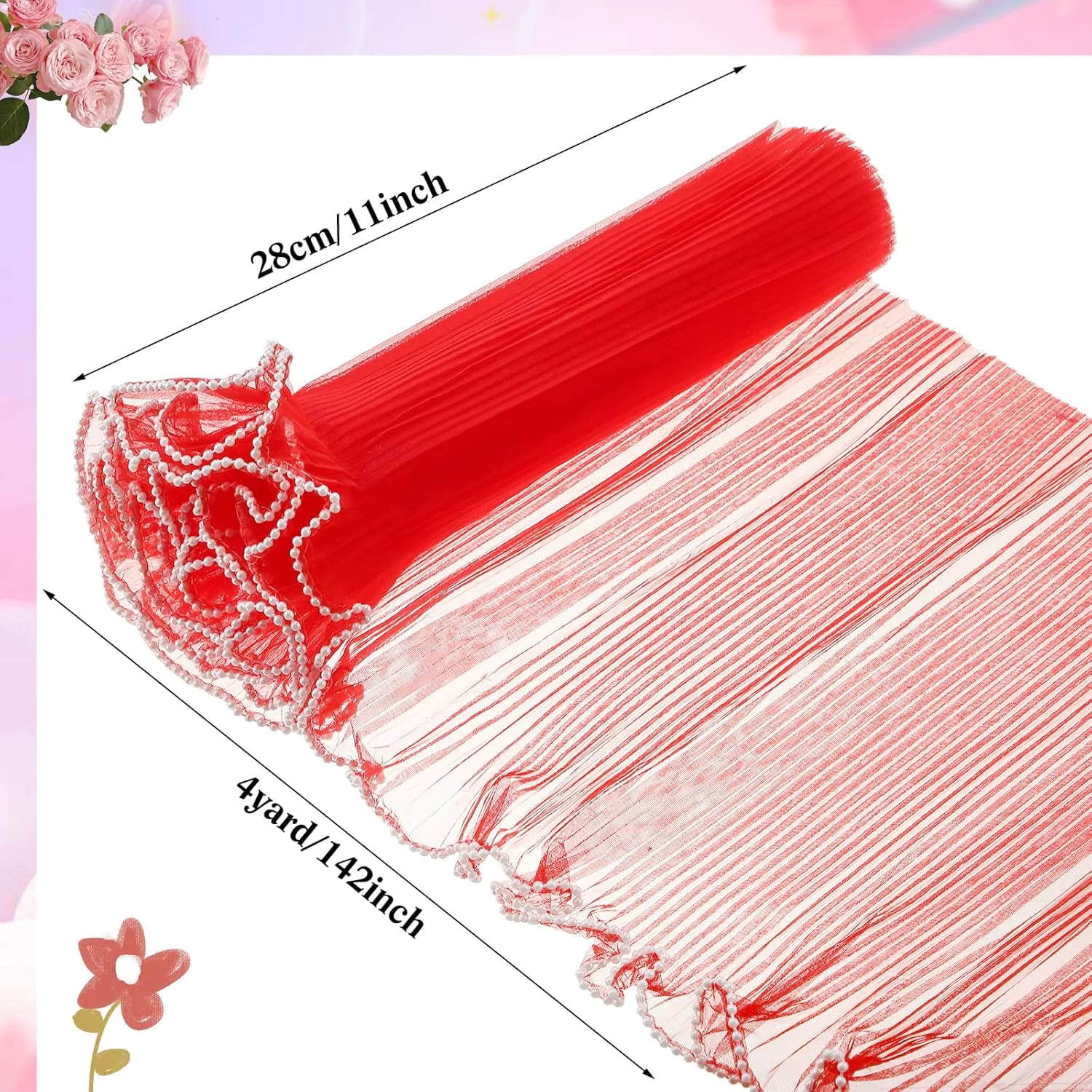 Wrinkled Wavy Wrapping Net (Pink)