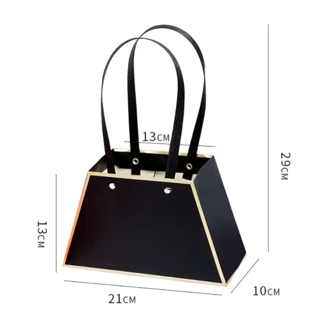 Portable Flower & Gift Hand Bag – Bouquet Packaging Bag with Gold Border