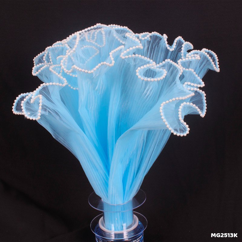 Wrinkled Wavy Wrapping Net with Pearl Edge (Blue)