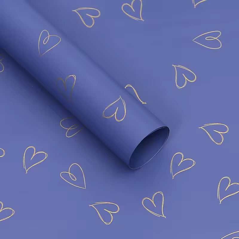 Wrapping Sheets Heart Print (Blue - 20 Sheets)