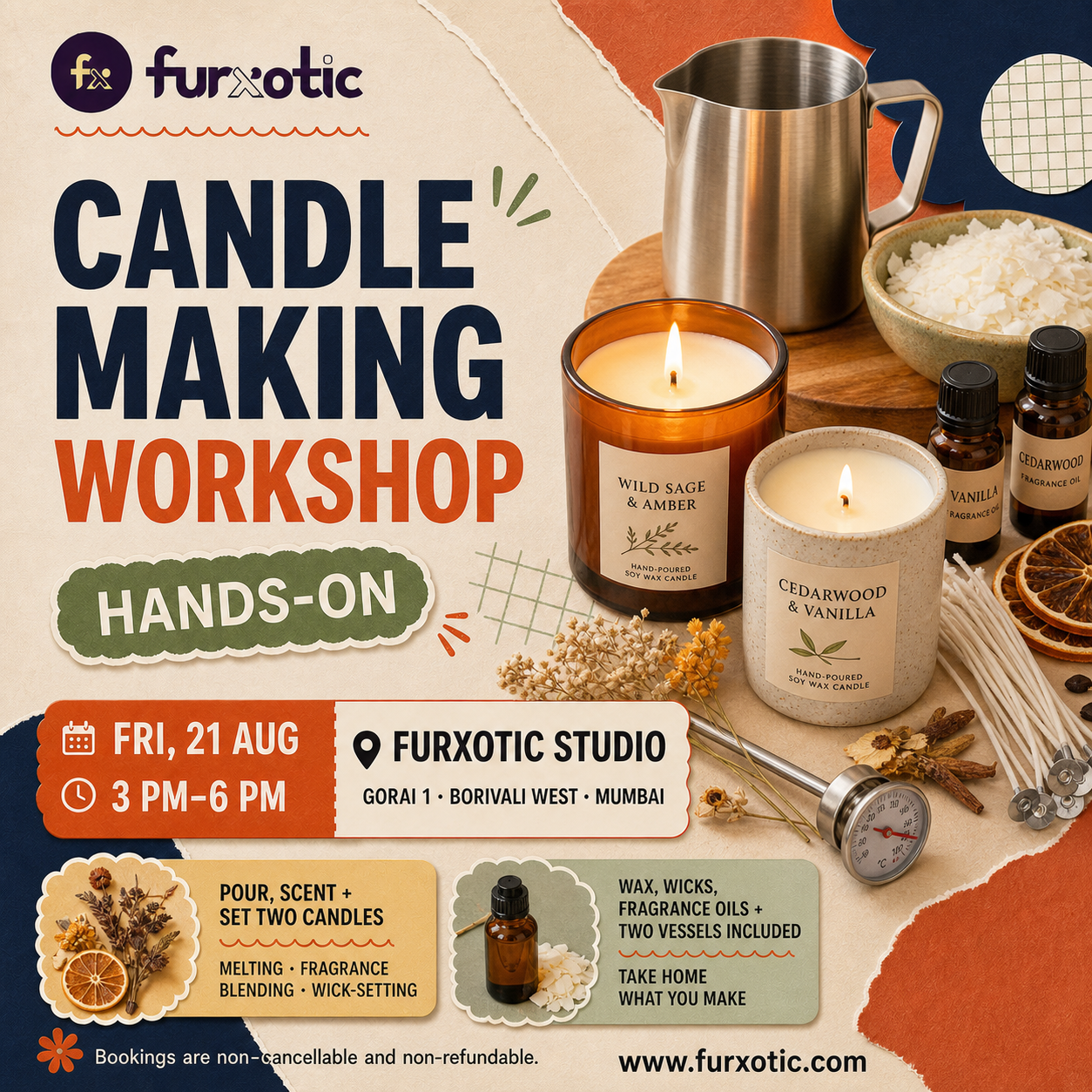 Candle Making Workshop | Fri, 21 Aug | 3 PM–6 PM