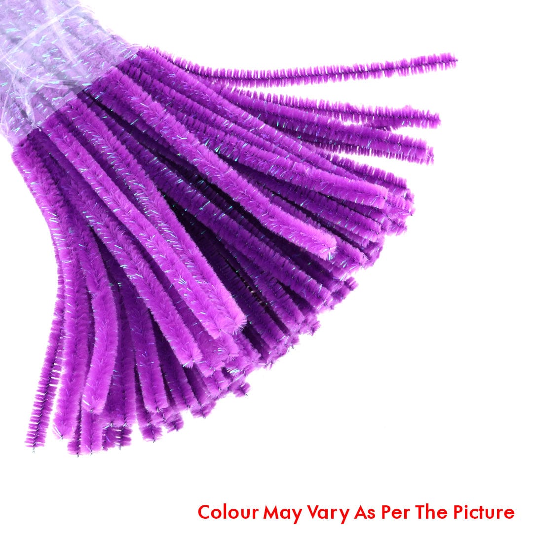 Pipe Cleaner Rainbow Glitter 100pcs (Dark Purple)