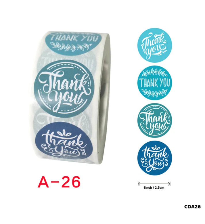 Thank You Stickers (500 Stickers Roll – 1 Inch - Random Design)