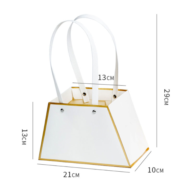 Portable Flower & Gift Hand Bag – Bouquet Packaging Bag with Gold Border