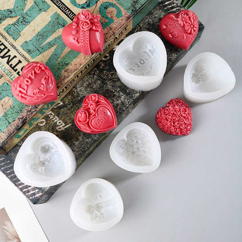 3D Rose Heart Soap & Candle Handmade Mould - 2 - Furxotic