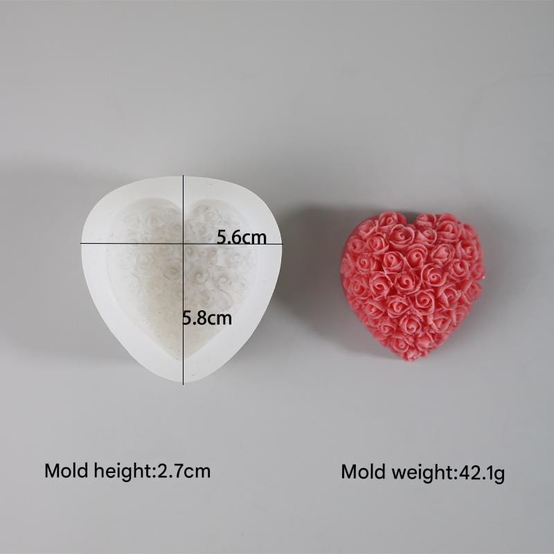 3D Rose Heart Soap & Candle Handmade Mould - 1 - Furxotic