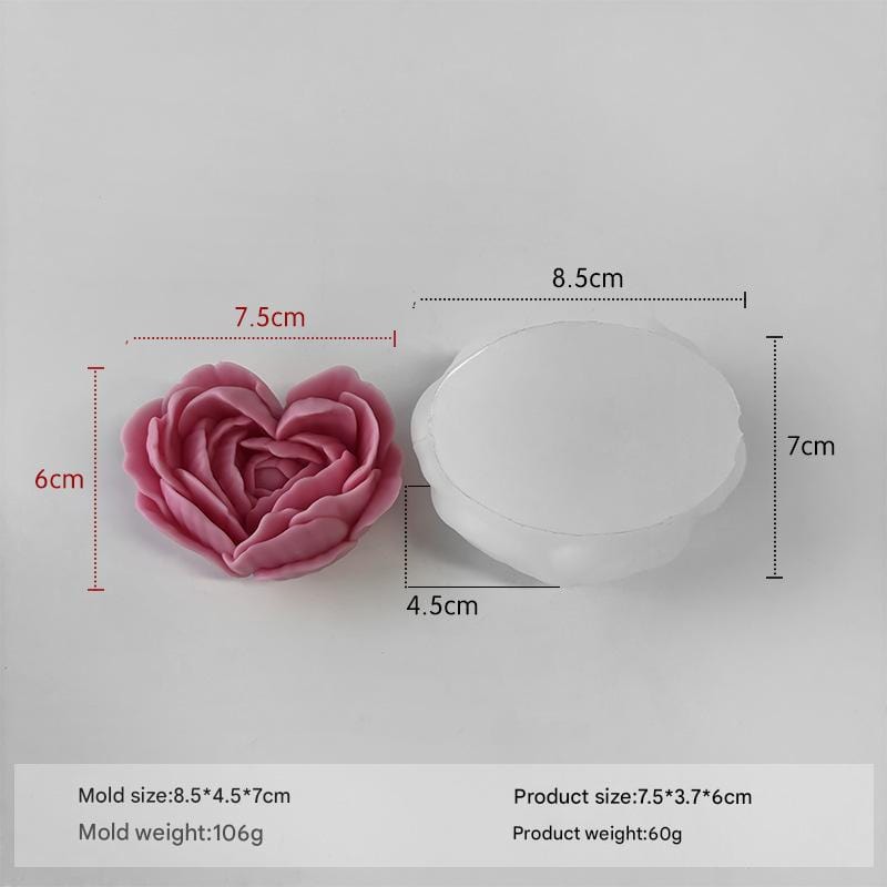 Big 3D Flower Heart Candle Handmade Mould - 1 - Furxotic
