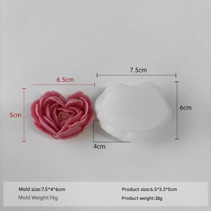 Small 3D Flower Heart Candle Handmade Mould - 1 - Furxotic