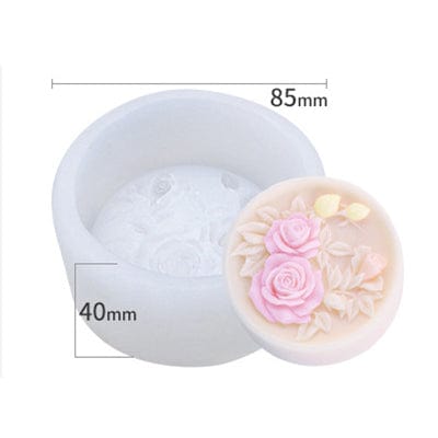 Round Rose - Leaf Emboss Soap & Candle Handmade Mould - 1 - Furxotic