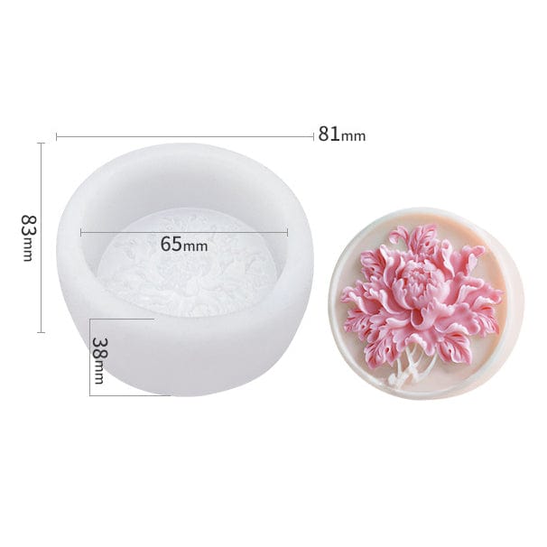 3D Peony Flower Round Floral Soap & Candle Handmade Mould - 1 - Furxotic