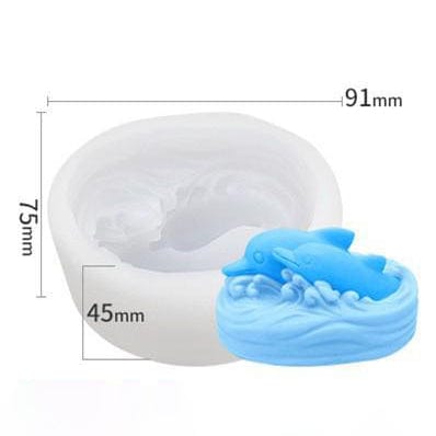 3D Two Little Playing Dolphins Soap & Candle Handmade Mould - 1 - Furxotic