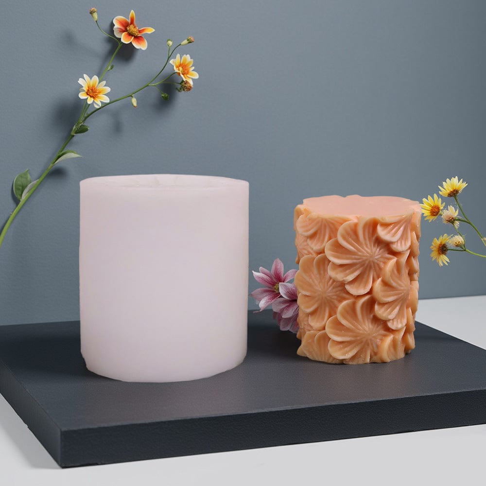 3D Floral Cylindrical Candle Handmade Mould - 2 - Furxotic