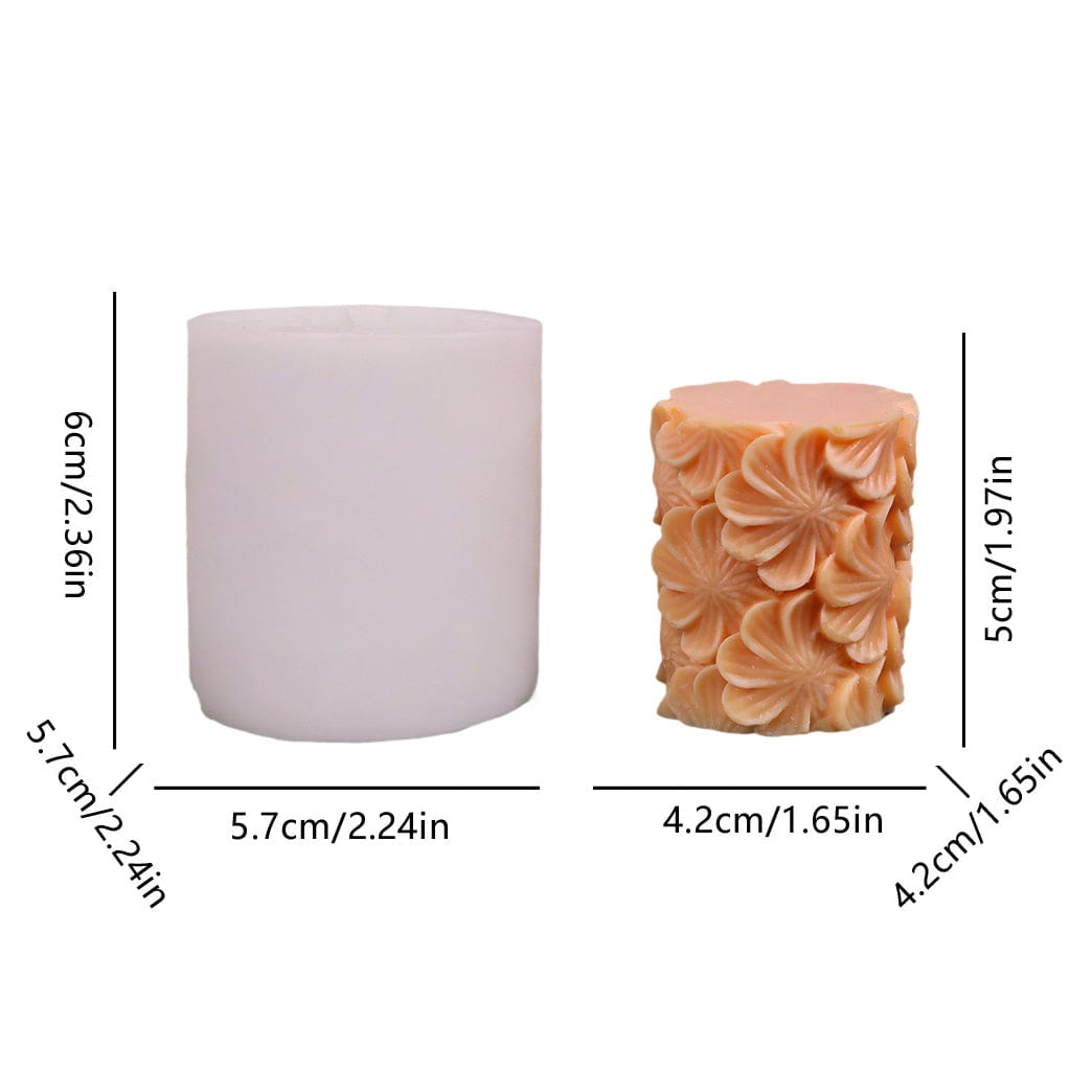 3D Floral Cylindrical Candle Handmade Mould - 1 - Furxotic