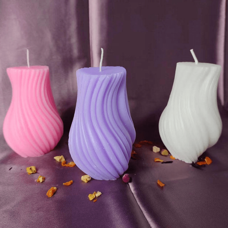 3D Twisted Ribbed Vase Style Candle Handmade Mould - 2 - Furxotic