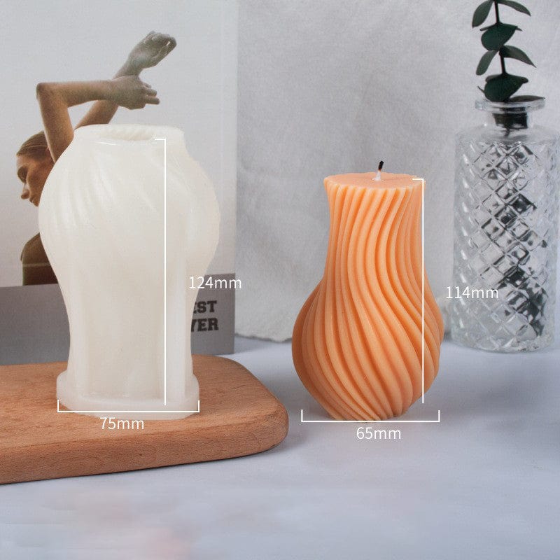 3D Twisted Ribbed Vase Style Candle Handmade Mould - 1 - Furxotic