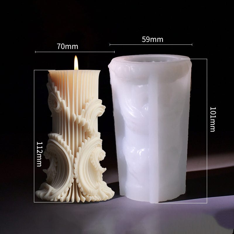 Baroque-Style Pillar Candle 3D Relief Design Handmade Mould - 1 - Furxotic