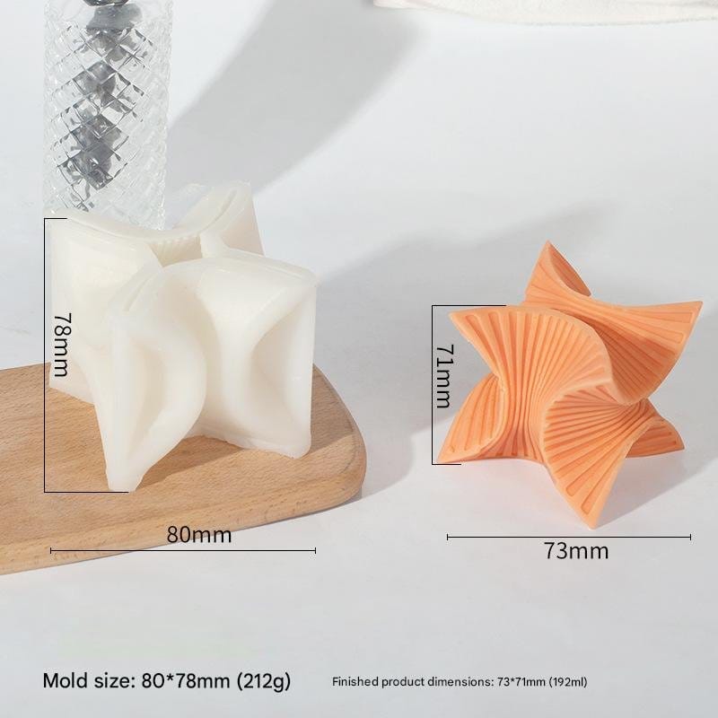 Square Geometric Ribbed Cube Candle Handmade Mould - 1 - Furxotic