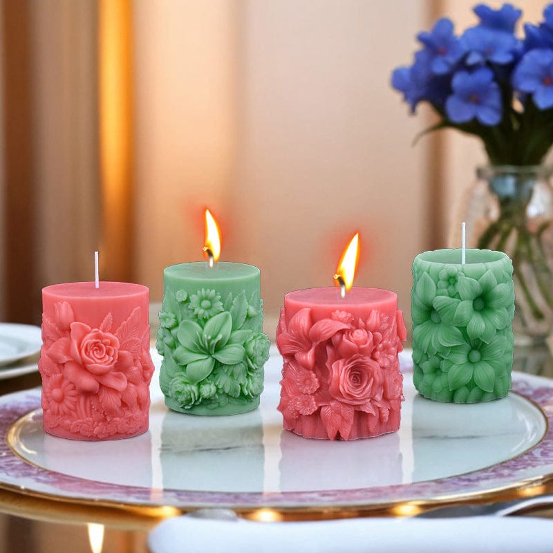Rose Pillar Succulent Flower Candle Handmade Mould - 2 - Furxotic