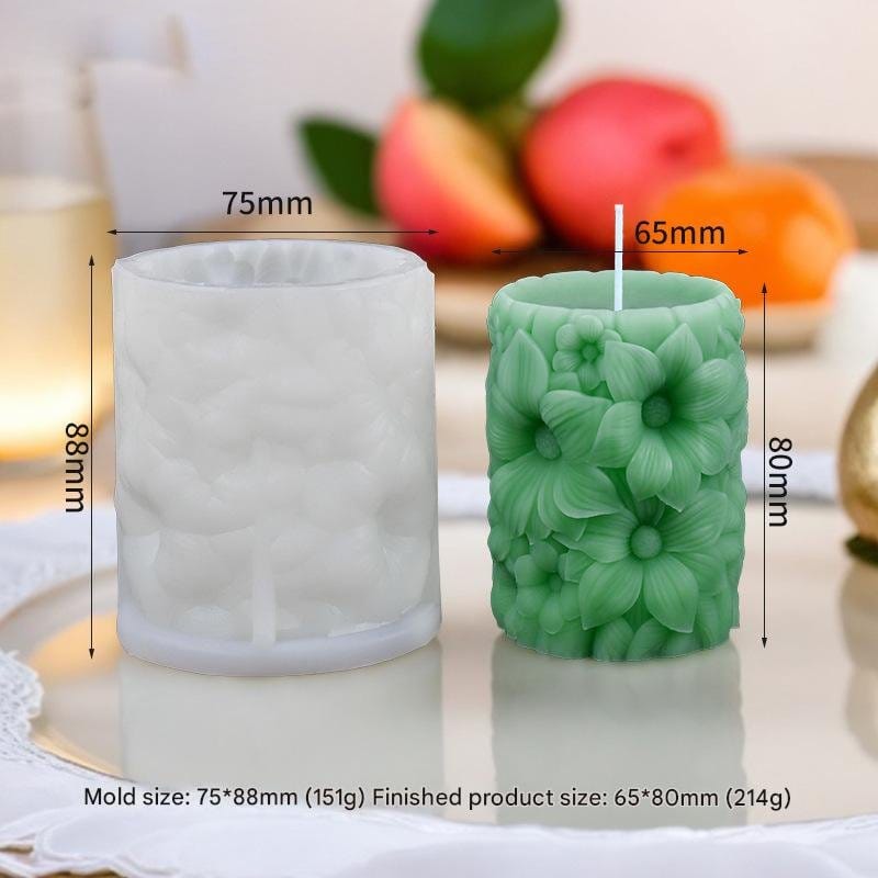 Rose Pillar Succulent Flower Candle Handmade Mould - 1 - Furxotic