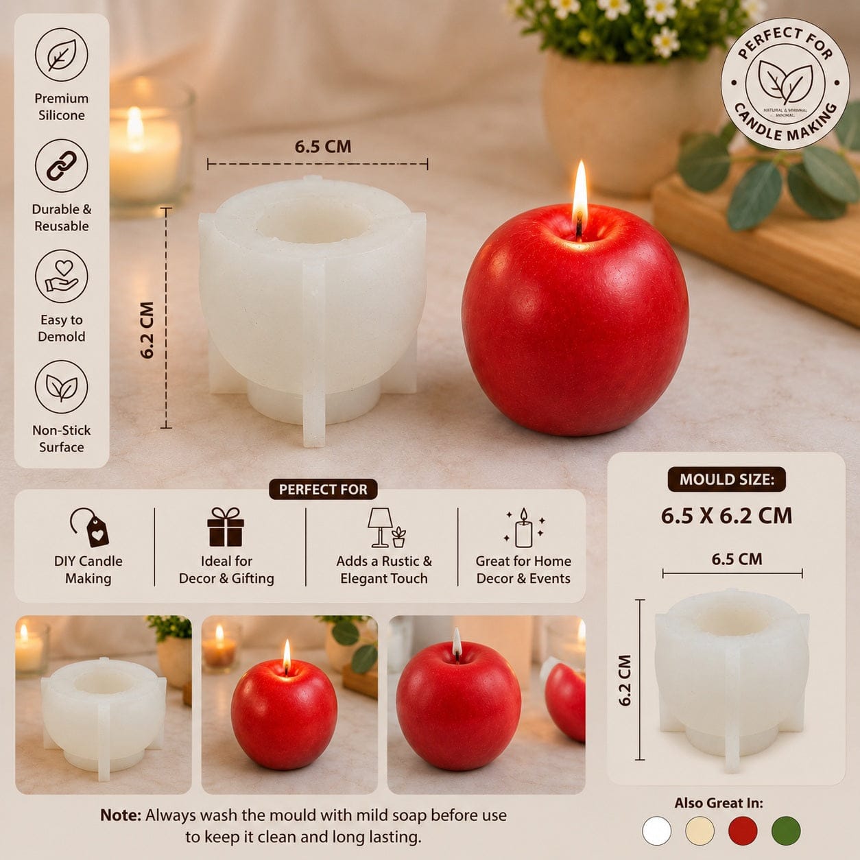 Apple Shaped Candle Mould - 2 - Furxotic