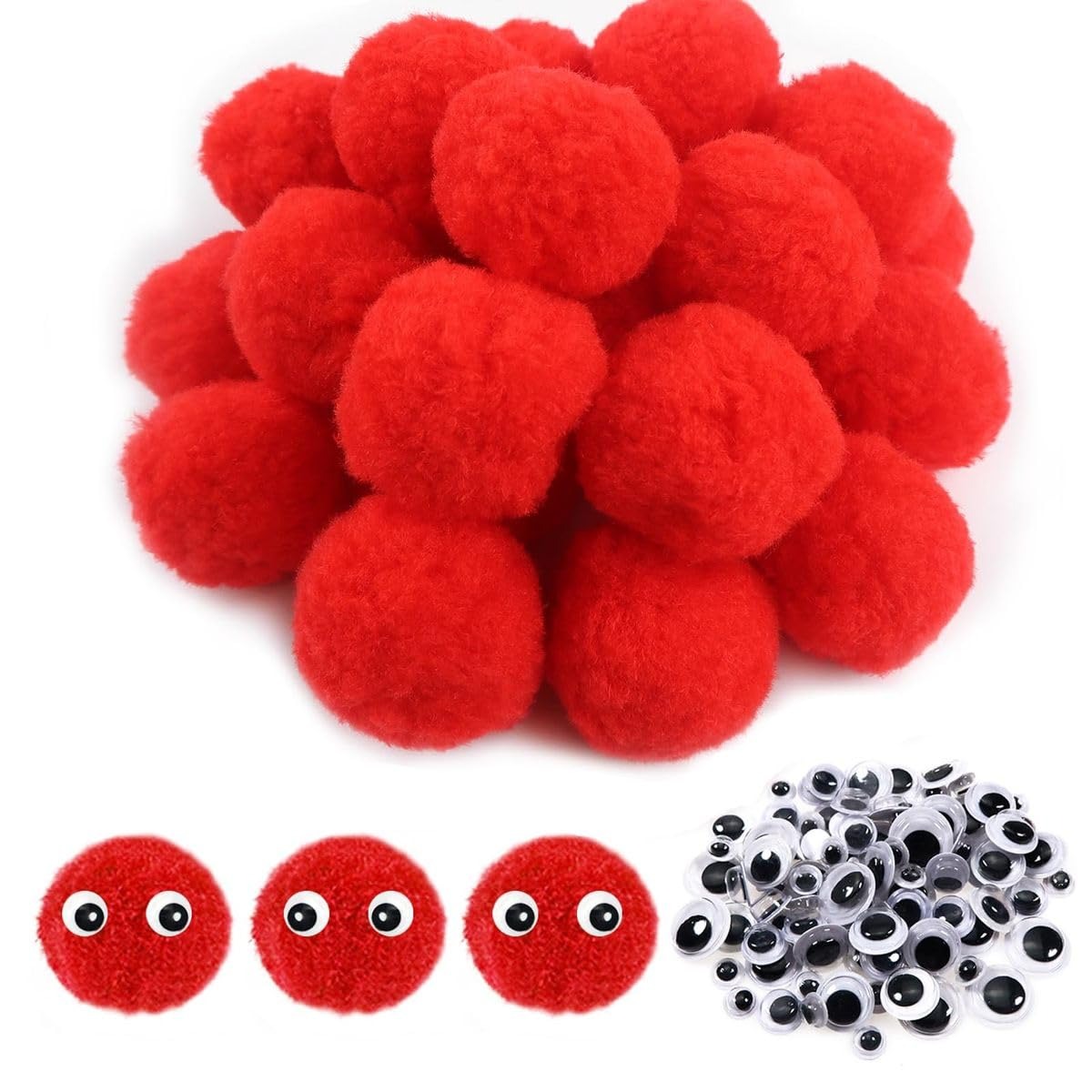 Pompom Balls - Red- 2 cm - 100 Pieces