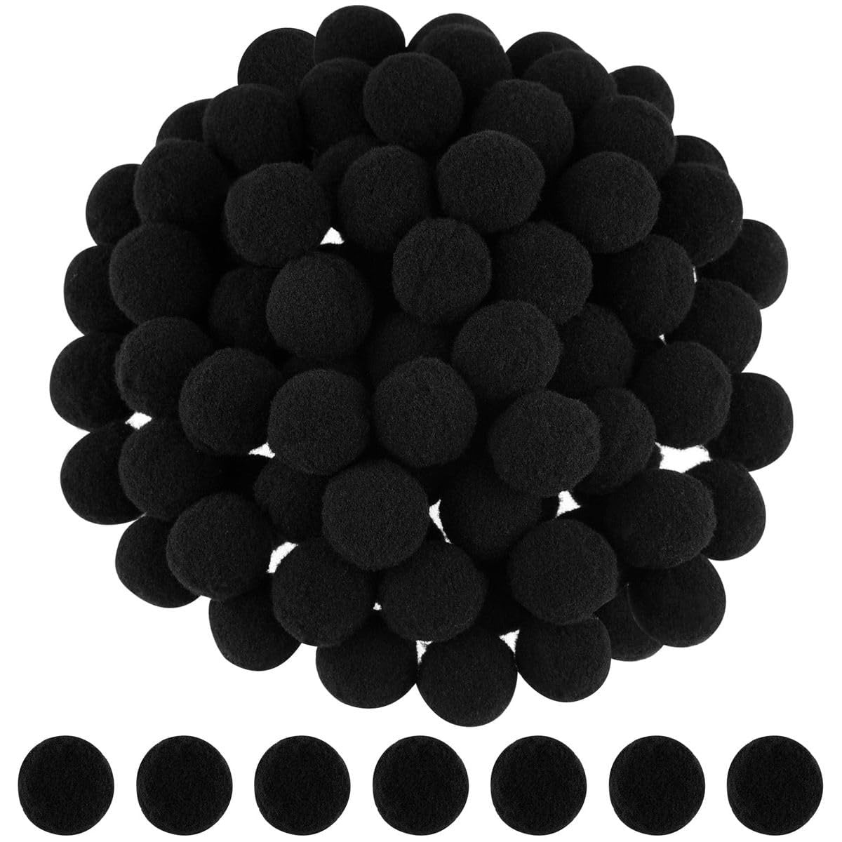 Pompom Balls - Black - 2 cm - 100 Pieces