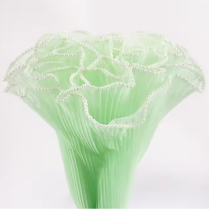 Wrinkled Wavy Wrapping Net with Pearl Edge (Green)