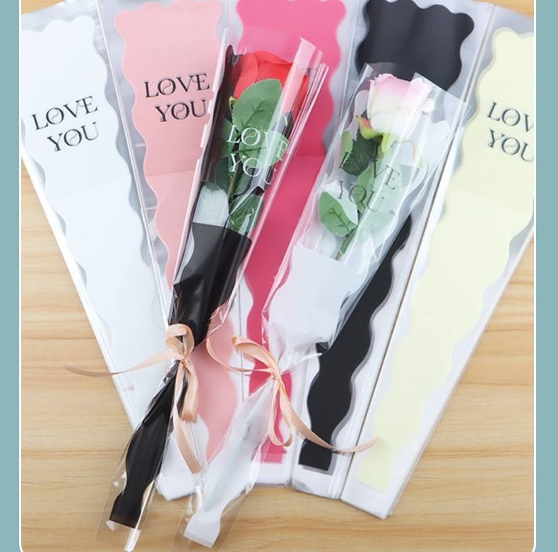 Love you" Single Flower Packaging Sleeve — Pink (Pack of 50)