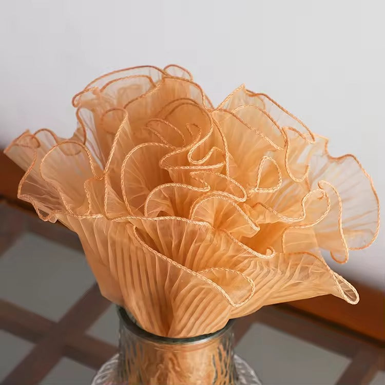 Wrinkled Wavy Wrapping Net with Pearl Edge (Brown)