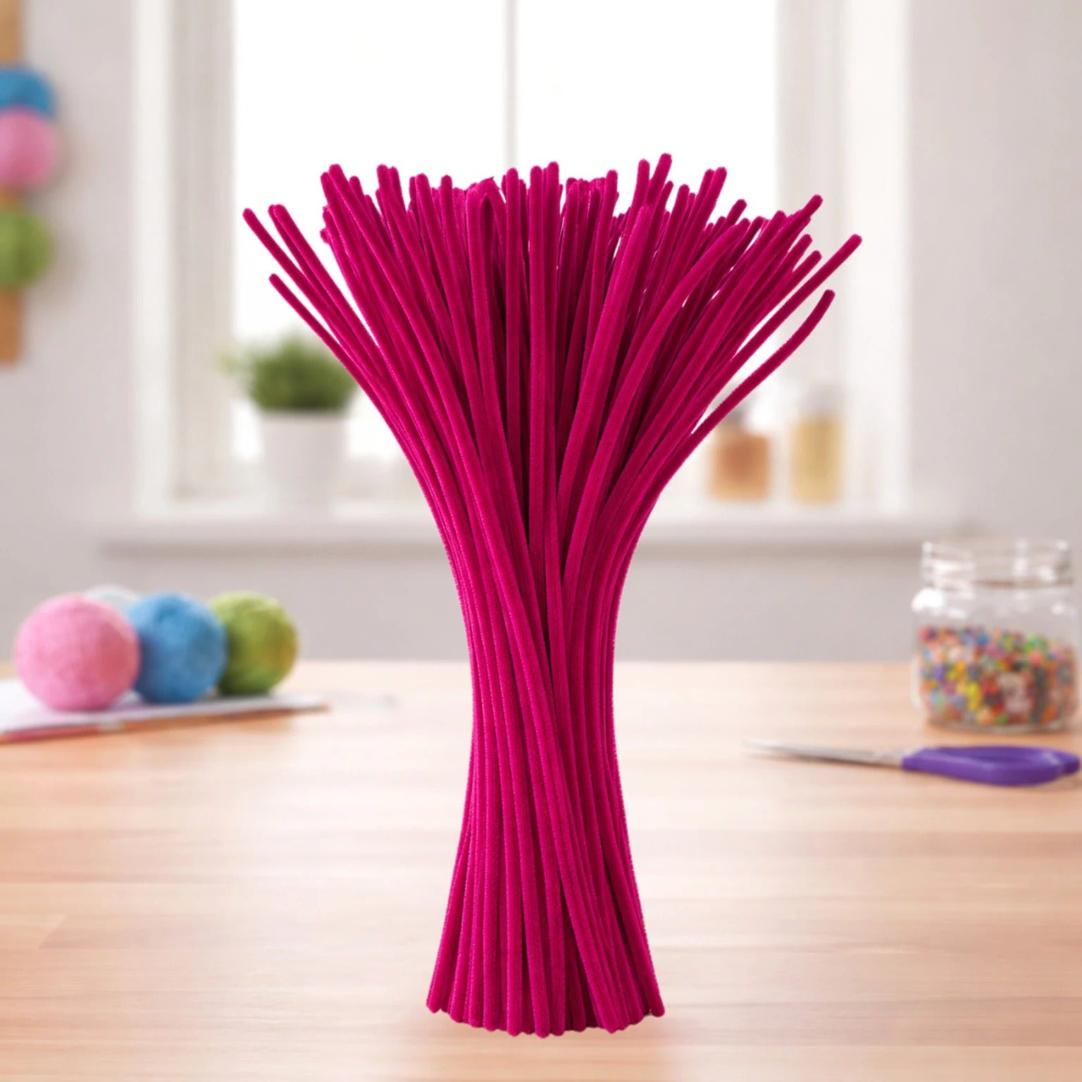 8mm Pipe Cleaner Plain 100pcs (Rani Pink)