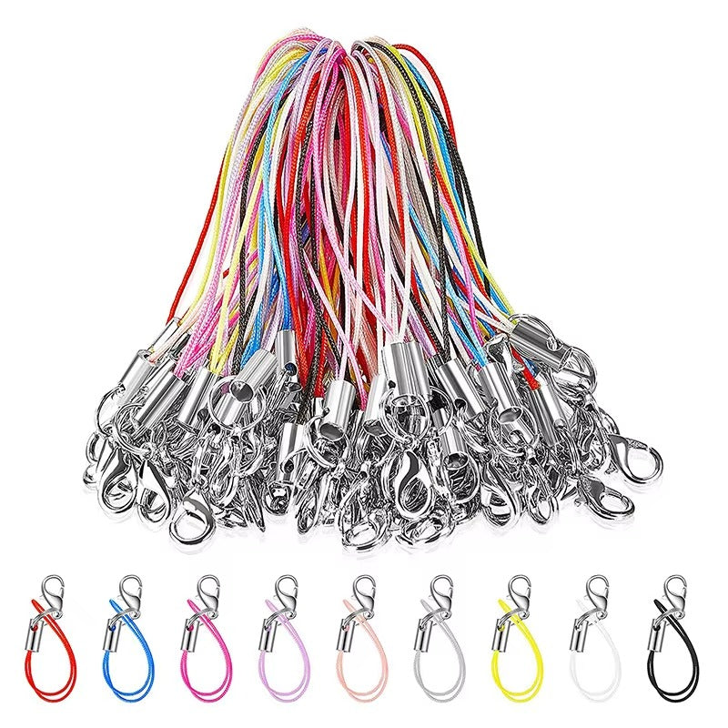 Colourful Nylon Mobile phone Straps with Lobster Clasp — 7cm (Pack of 10)