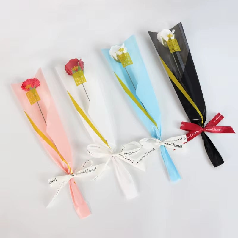 Just For you" Single Flower Packaging Sleeve — White (Pack of 50)