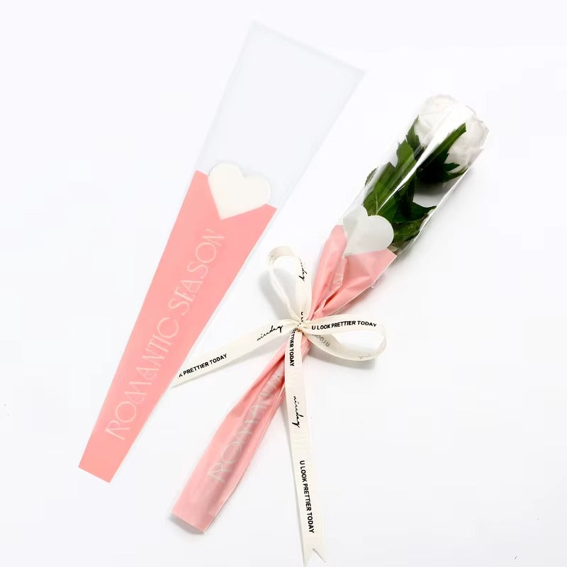 Romantic Season" Single Flower Packaging Sleeve — Pink (Pack of 50)