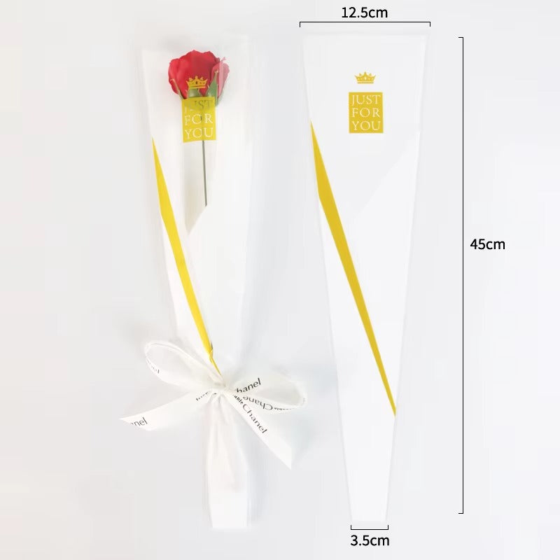 Just For you" Single Flower Packaging Sleeve — White (Pack of 50)