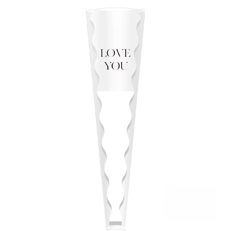 Love you" Single Flower Packaging Sleeve — white (Pack of 50)