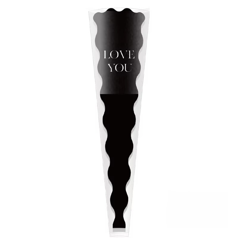 Love you" Single Flower Packaging Sleeve — Black (Pack of 50)