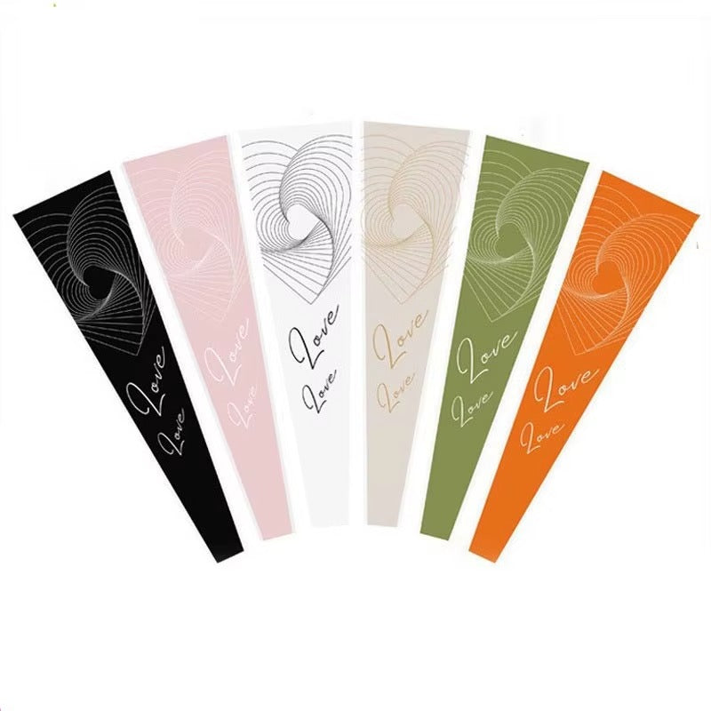 Love you" Wavy  Single Flower Packaging Sleeve — White (Pack of 50)