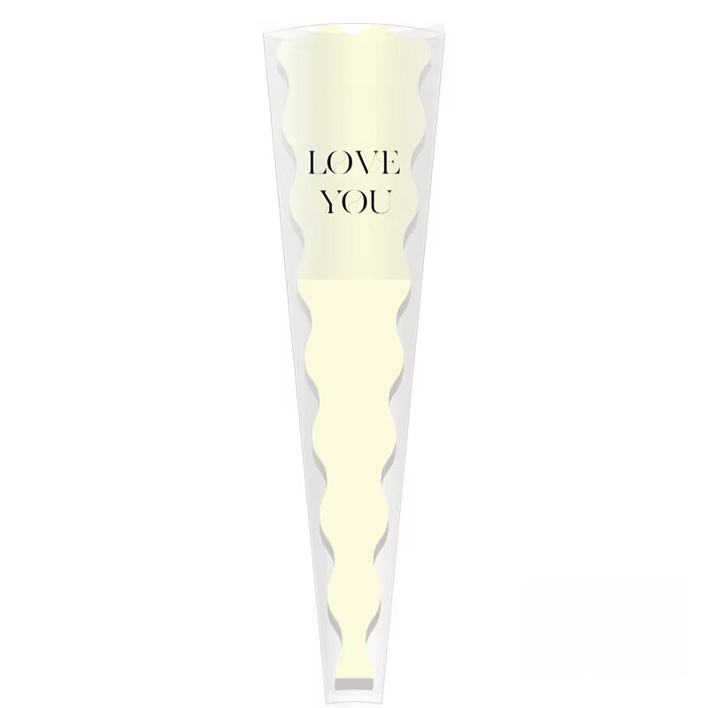 Love you" Single Flower Packaging Sleeve — Cream white (Pack of 50)