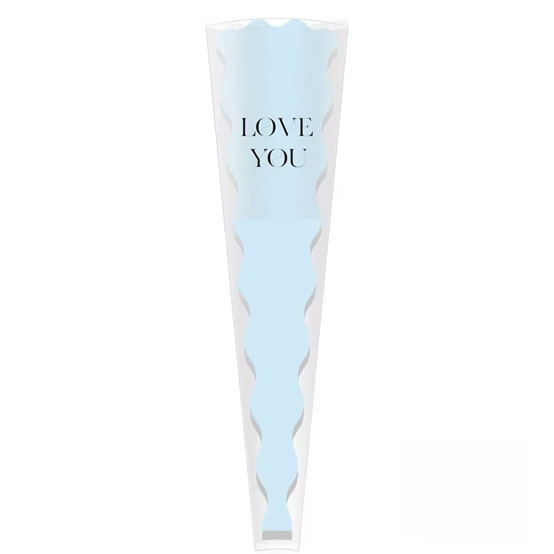 Love you" Single Flower Packaging Sleeve — Sky Blue(Pack of 50)