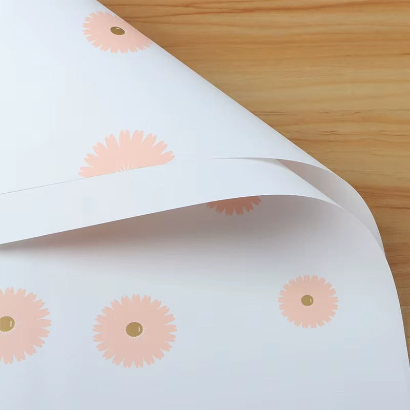 Wrapping Sheets Korean Flower Printed (White - 20 Sheets)