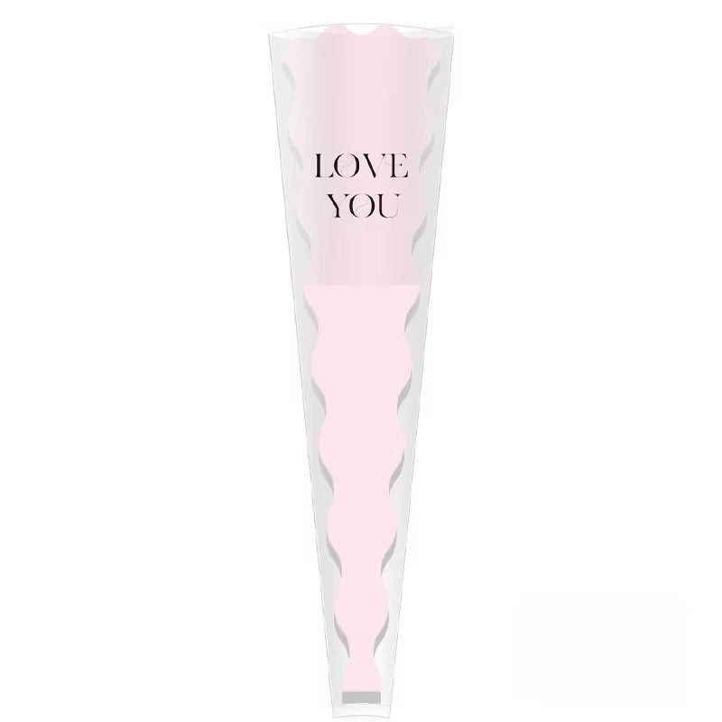 Love you" Single Flower Packaging Sleeve — Light Pink (Pack of 50)
