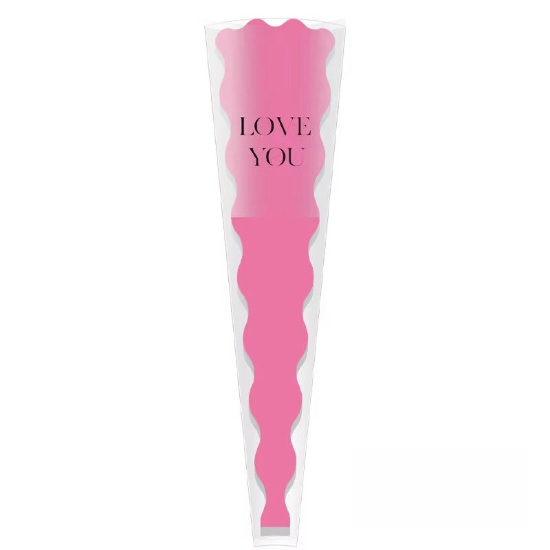 Love you" Single Flower Packaging Sleeve — Pink (Pack of 50)