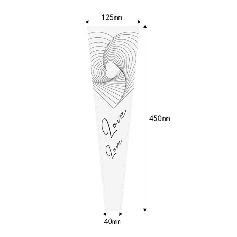 Love you" Wavy  Single Flower Packaging Sleeve — White (Pack of 50)