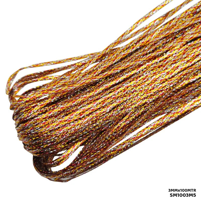 Shimmer Metallic Cord Thread — Multicolour (3mm x 100m)