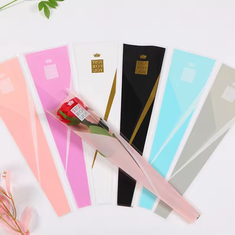 Just For you" Single Flower Packaging Sleeve — White (Pack of 50)