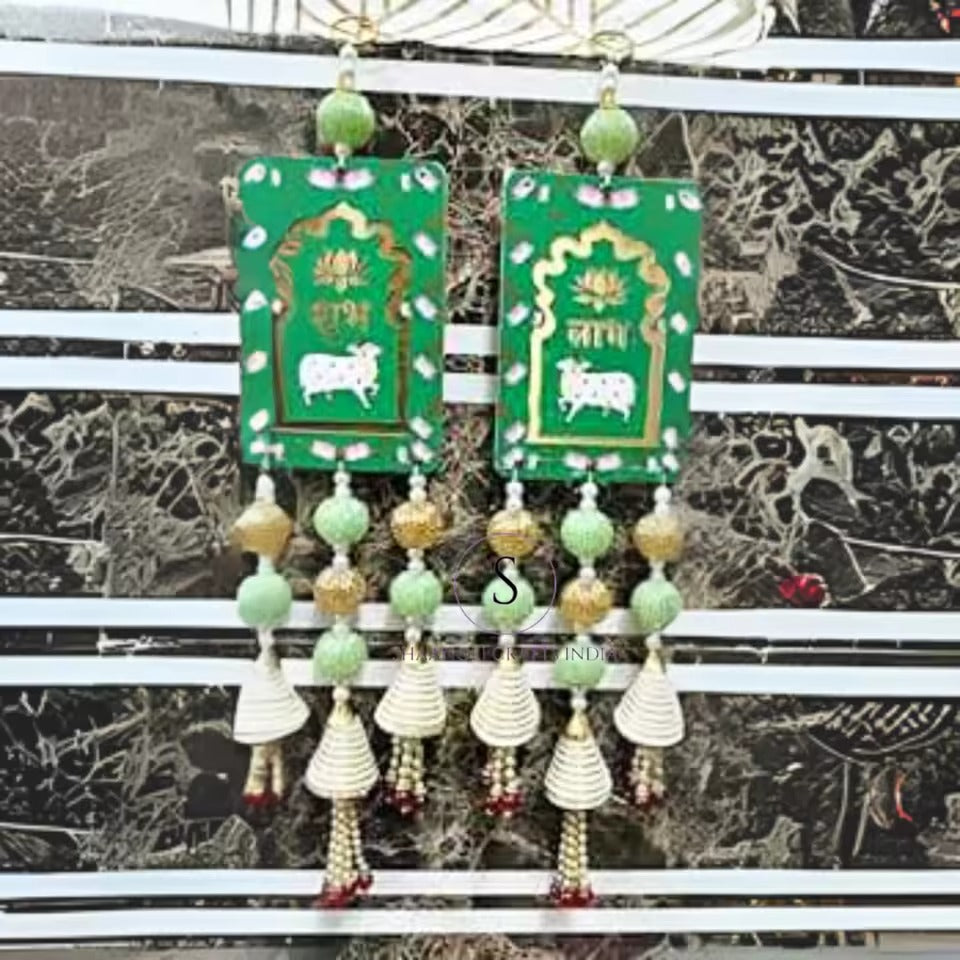MDF Shubh Labh Hanging — Printed (Purple 1 Pair)