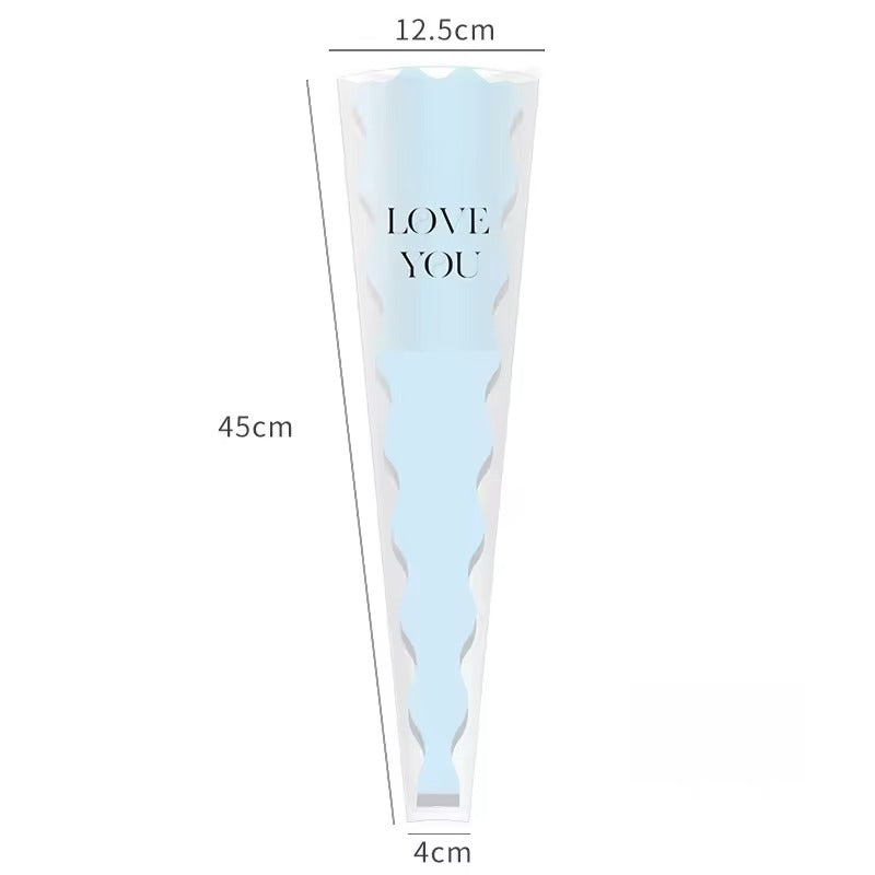 Love you" Single Flower Packaging Sleeve — Sky Blue(Pack of 50)