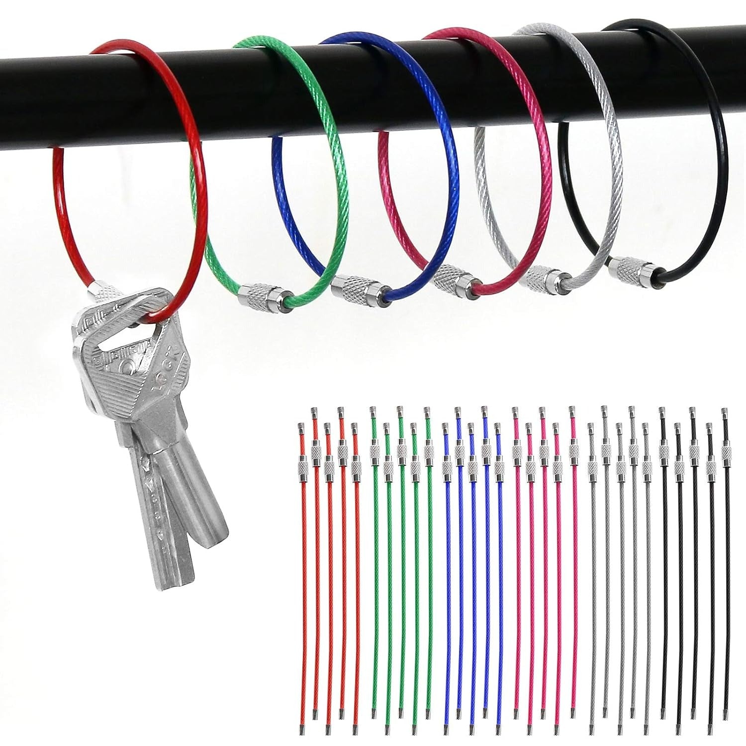 Round Keychain Clasp Locks – Multi Color, 50mm (8 Pieces)