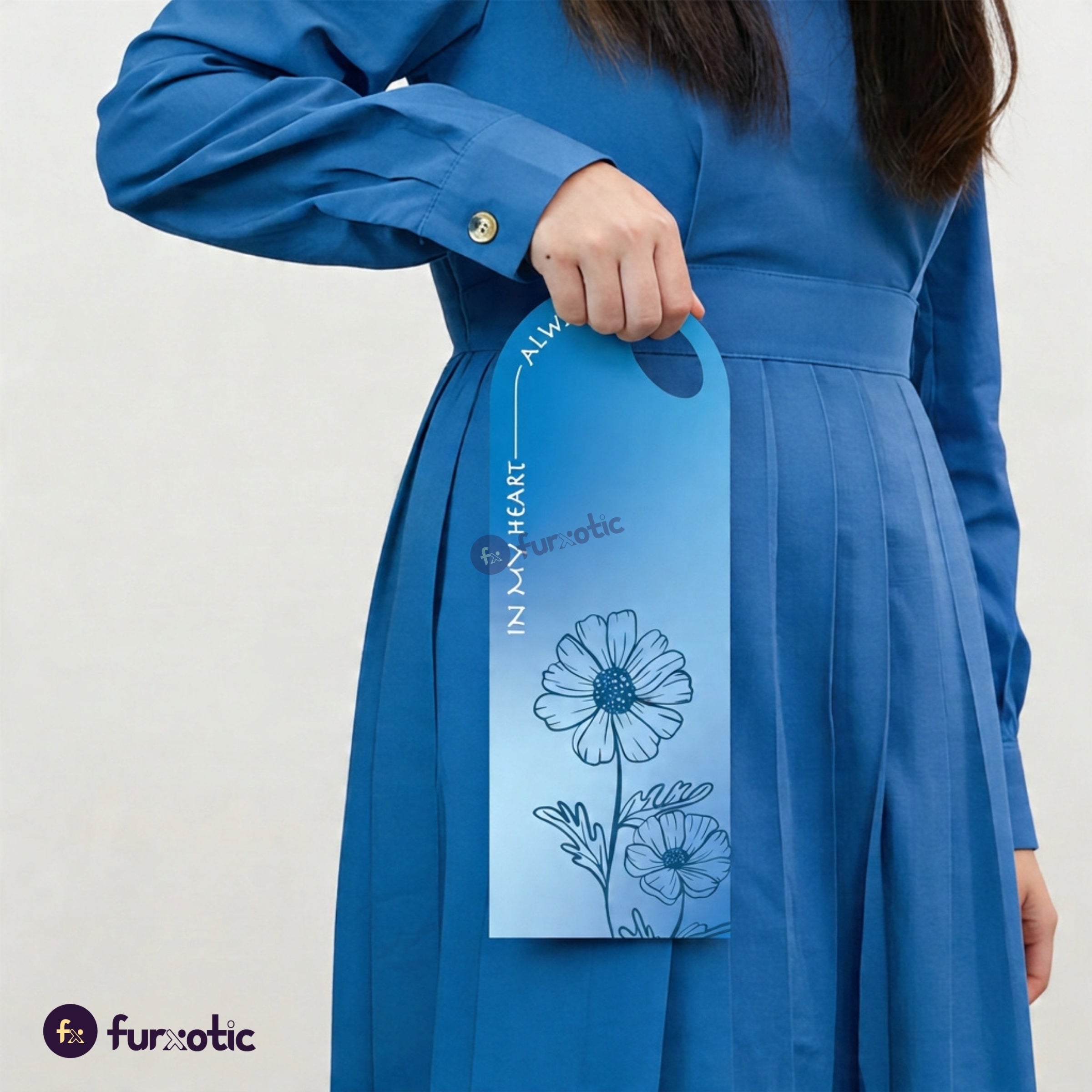 "In My Heart Always" Flower Card (Blue - Pack of 10)