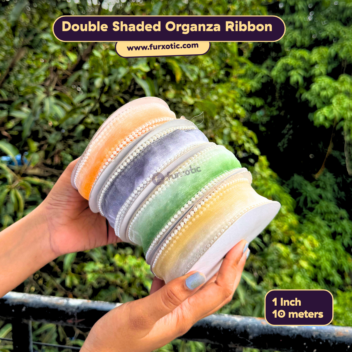 Double Shaded Pearl Edge Organza Ribbon (1 Inch x 10 Metres)